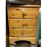 PINE THREE DRAWER BEDSIDE CHEST