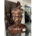 HAND CARVED AND POLISHED WOOD BUST OF A BALINESE MALE