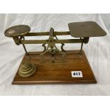 BRASS POSTAL SCALES WITH WEIGHTS