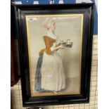 LITHOGRAPHIC PRINT OF THE CHOCOLATE MAIDEN AFTER JEAN -ETIENNE LIOTARD IN EBONISED FRAME 42CM X