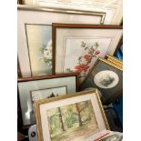 SELECTION OF SMALL WATER COLOURS INCLUDING BOTANICAL STUDIES AND SOME LITHOGRAPHICAL PRINTS