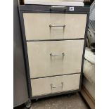 INDUSTRIAL TYPE METAL THREE DRAWER MOBILE FILING UNIT