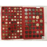 TWO TRAYS OF ASSORTED WORLD COINS MAINLY 19TH CENTURY AND SOME TRADE TOKENS