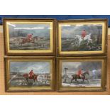 SERIES OF FOUR 19TH CENTURY EQUESTRIAN HUNT AQUA TINTS SIGNED AND NAMED IN THE MOUNT AFTER T.