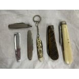 BAG OF VARIOUS POCKET AND PEN KNIVES