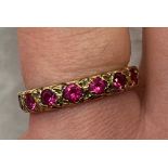 9CT GOLD SEVEN STONE RUBY RING SIZE L 2.4G APPROX.