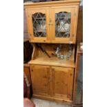 PINE LEADED GLAZED KITCHEN DRESSER