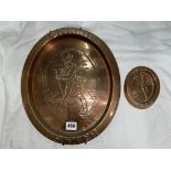 COPPER JOHNNIE WALKER WHISKEY ADVERTISING TRAY AND ASHTRAY