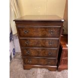 MAHOGANY AND BURRWOOD CROSS BANDED FAUX CABINET CONTAINING A SONY COMPACT STEREO HI-FI