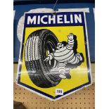 VINTAGE MICHELIN TYRES ENAMEL SHIELD SHAPED SIGN