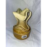 ART NOUVEAU OLD LONDON WARE OCHRE AND YELLOW GLAZED TWIN HANDLED VASE BY J R MALLEY ART STUDIO