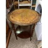 CIRCULAR LEATHER TOPPED LAMP TABLE 54CM H