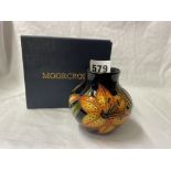 LIMITED EDITION MOORCROFT POTTERY 2011 'THE TIGRIS LILIES' SMALL SQUAT VASE #112/200 8CM H