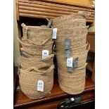 SELECTION OF WOVEN BASKETS WITH LINERS