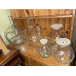 SELECTION OF GLASS BOTTLE AND GLOBULAR AND TERRARIUM AND A BELL GLASS JAR