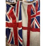 VINTAGE UNION JACK FLAG AND A ROYAL NAVAL ENSIGN 190CM X 80CM