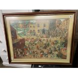 BRUEGEL PRINT OF CHILDRENS GAMES 80CM X 57CM