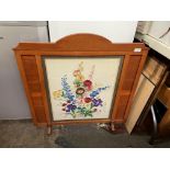 EMBROIDERED TAPESTRY PANEL FIRE SCREEN 75CM X 77CM