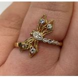 9CT GOLD DRAGONFLY RING SIZE 0, 1.