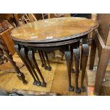 NEST OF WALNUT LOBED TABLES 53CM H