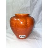 PILKINGTONS ROYAL LANCASTRIAN 2787 RIBBED BULBOUS TANGERINE GLAZED VASE 13.