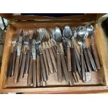 CANTEEN OF VINTAGE ROSEWOOD HANDLED CUTLERY
