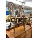 PAIR OF SPINDLE BACK ELM SEATED KITCHEN CHAIRS