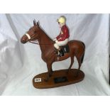 BESWICK CONNOISSEUR MODEL OF "RED RUM" WITH JOCKEY BRIAN FLETCHER MOUNTED ON WOODEN PLINTH (LEFT