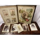 LEATHER BOUND BALMORAL ALBUM OF PICTURE PORTRAIT CARDS AND ONE OTHER