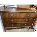EDWARDIAN WALNUT TWO OVER TWO DRAWER CHEST H- 81CM W- 106CM D- 47CM
