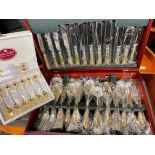 CASED 63 PIECE INKERMAN "ALBANY" CUTLERY SET AND A ROYAL ALBERT OLD COUNTRY ROSES CUTLERY SET