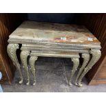 ONYX AND GILT METAL NEST OF THREE TABLES 45CM H