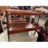 YEW TROLLEY TABLE WITH LEATHER TOP PULL OUT SLIDE AND DRAWER H- 70CM W- 85CM D- 45CM