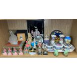 SHELF OF CRINOLINE FIGURE RELATED MENU HOLDERS,