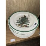 STACK OF SPODE CHRISTMAS TREE PATTERN PLATES