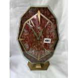 ART DECO SMITH SECTRIC DECAGON SIDED PEDESTAL CLOCK WITH VELVET LINING 30CM H X 19CM W