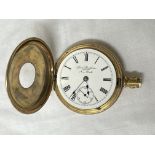 LEVER BROTHERS OF NEW YORK STAMPED 14K PLATED HALF HUNTER POCKET WATCH A/F