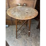 ARTS AND CRAFTS GODWIN INSPIRED PROVINCIAL FRUIT WOOD CROSS STRETCHER CIRCULAR TOP TABLE