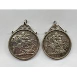 QUEEN VICTORIA 1889 AND 1890 CROWNS IN WHITE METAL MOUNTS