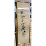 EMBROIDERED PANEL OF BIRDS ON FOLIAGE F/G 25CM X 90CM