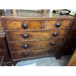 EALY 19TH CENTURY MAHOGANY CHEST ON BRACKET FEET