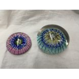 TWO ENGLISH ARCULUS CANED PAPERWEIGHTS
