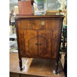 19TH CENTURY WALNUT CHEVRON BANDED CUPBOARD WITH INSET GARRARD RECORD DECK