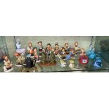 SELECTION OF MJ HUMMEL/GOEBEL FIGURE GROUPS AND CAITHNESS PAPERWEIGHTS AND SCENT BOTTLES