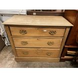 EDWARDIAN SATIN WALNUT THREE DRAWER CHEST