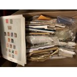 BOX OF POSTAGE STAMP RELATED ALBUMS AND EPHEMERA