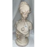 CRACKLE GLAZED POTTERY BUST OF A FEMALE MAIDEN
