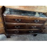 GEORGE III MAHOGANY CHEST OF THREE DRAWERS ON OGEE BRACKET FEET