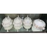 THREE OCTAGONAL TABLE TUREENS AND ONE OTHER