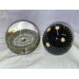 MURANO CANED PAPERWEIGHT DATED 1973 AND A MURANO BUBBLE WEIGHT